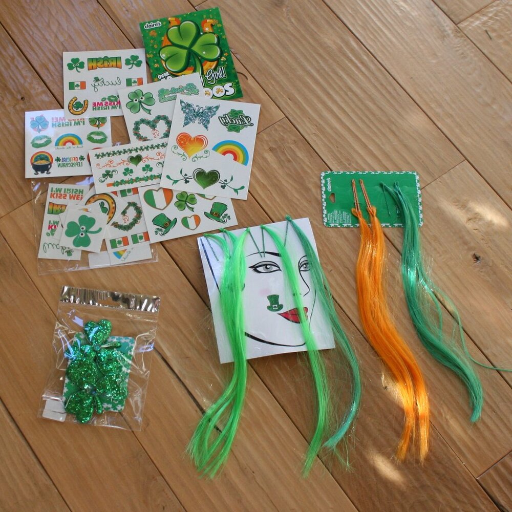 St. Patrick's Day Hair Accessories & Lucky Girl Tattoos